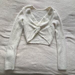 Aerie Women's White Knotted Sweater